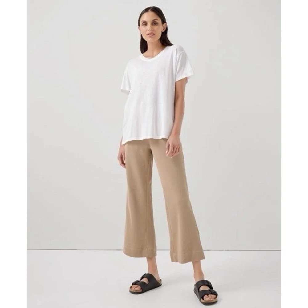 Pact Womens Thermal Waffle Wide Leg Pant Sesame Tan Organic Cotton Lounge Medium